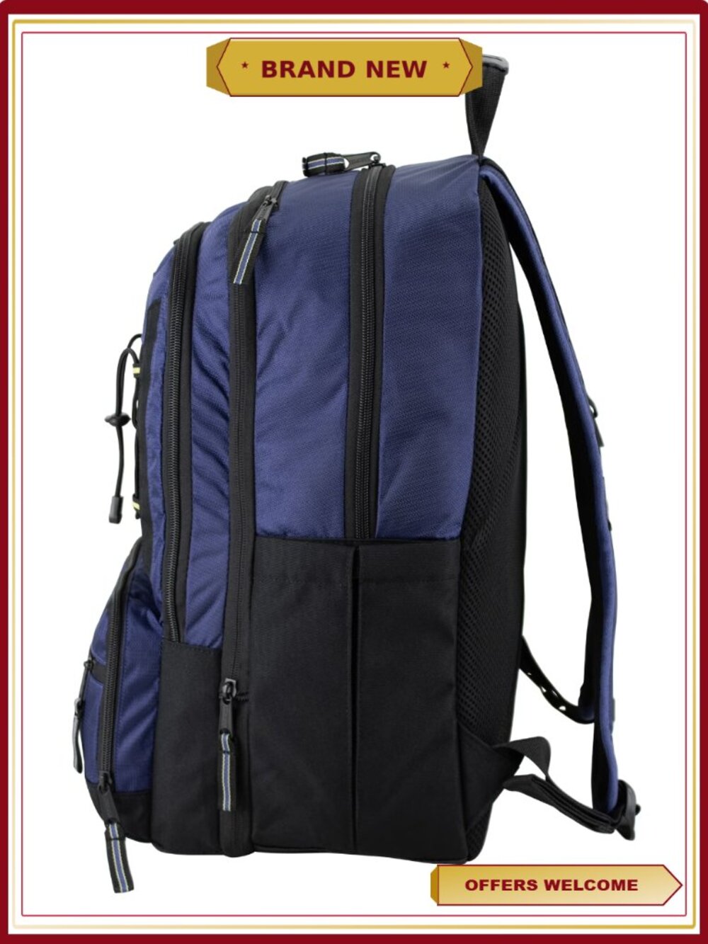 Expandable Recycled Backpack with Bungee, Padded Straps, 19 Inch - Picture 4 of 8